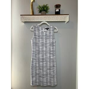 Sharagano Midi Sheath Dress, Navy and Cream, Sleeveless Size 10